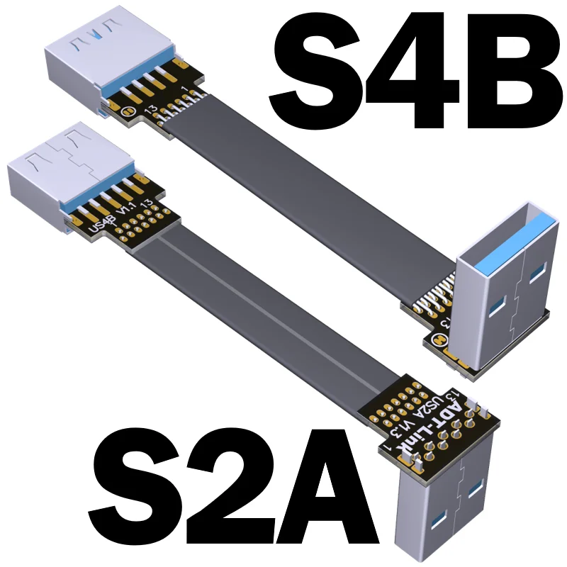 FPV USB 3.0 타입 A 축 엘보 어댑터, HDTV AV 멀티콥터 항공 사진용 플랫 USB 케이블, 5cm-300cm FPC 리본, 90 도