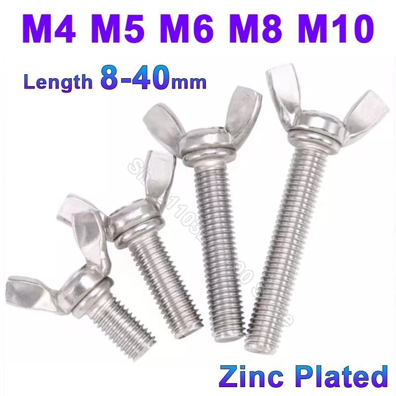 

5-20pc M4 M5 M6 M8 M10 DIN316 Zinc Plated Butterfly Bolt Wing Bolt Galvanized Thumb Wing Screw Claw Hand Tighten Screws L 8-40mm
