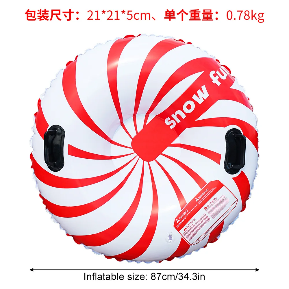 2027  Round Thick PVC Inflatable Ski Sled Adult Inflatable Snow Board Outdoor Skiing Water Floating Tube