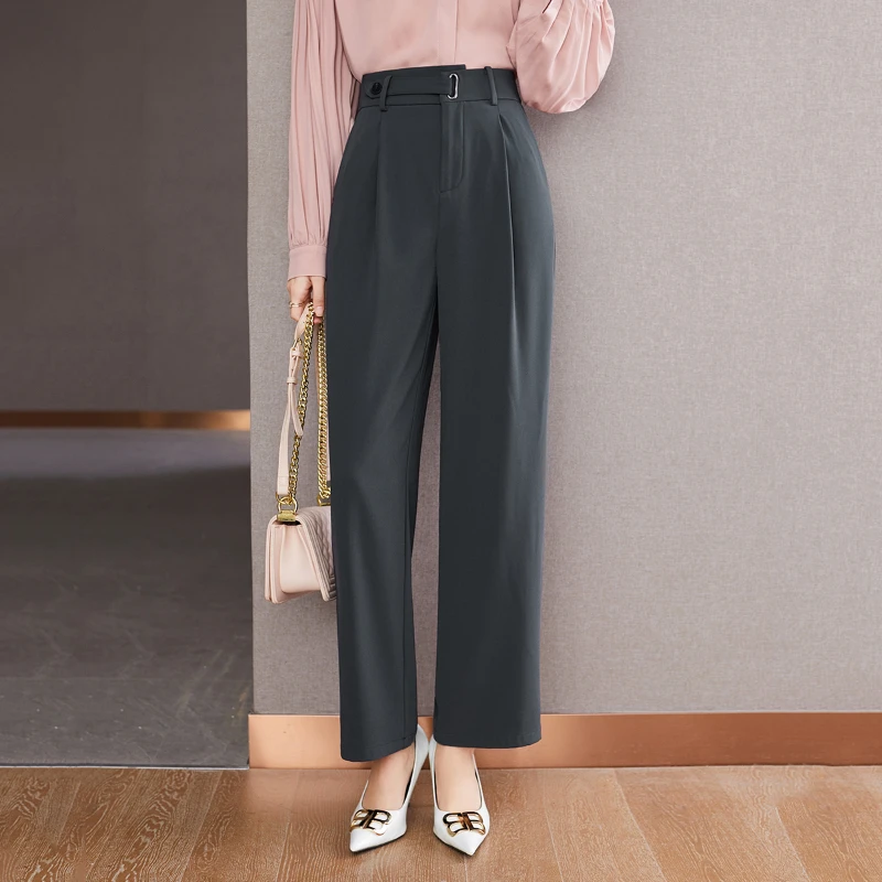 

Chic Korean Fashion Ladies Wear Fit Wide Leg Pants Women OL High Waist Zipper Fly Trousers Female Streetwear Clothes PyC1564