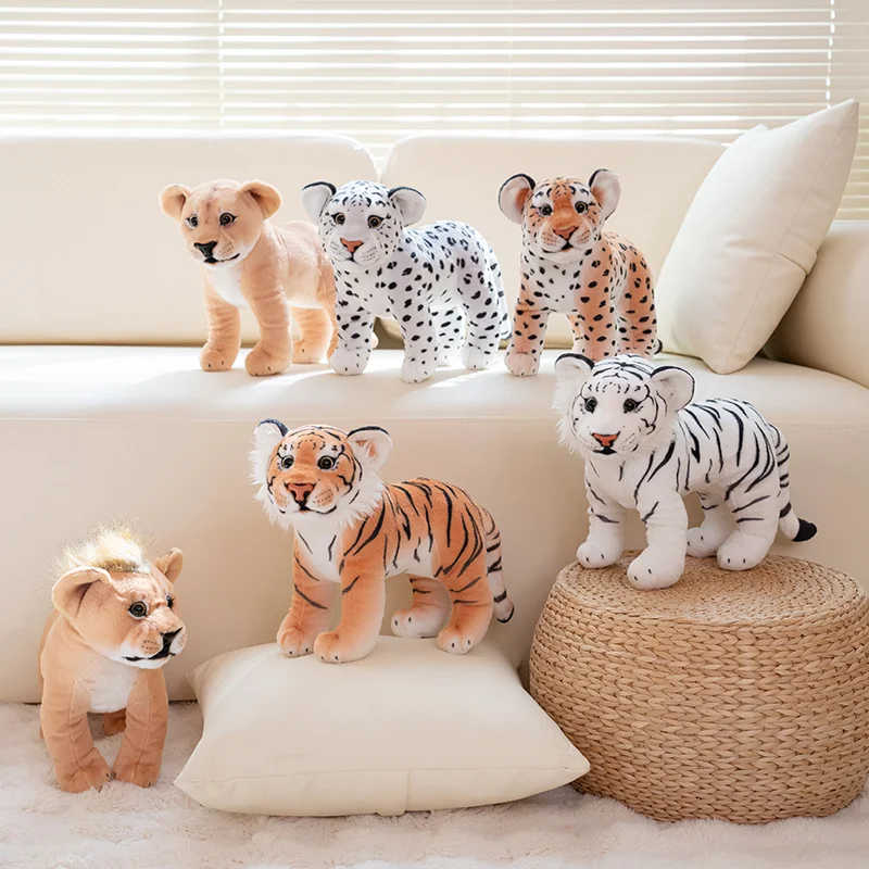 30cm Simulation Stand Lion Tiger Leopard Plush Toys Home Decor Stuffed Cute Animals Dolls Soft Real Like Pillow for Boys Gift