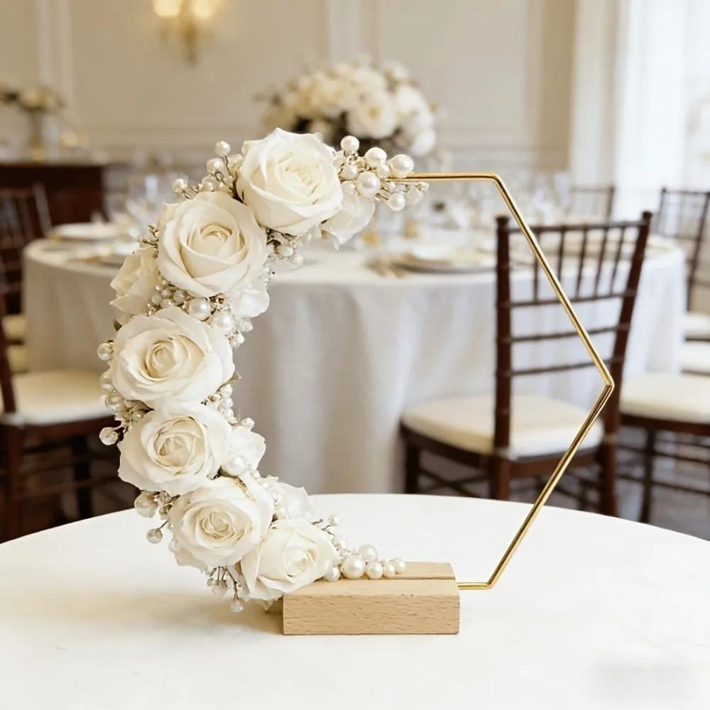 DIY Heart Shape Wreath Frame Wooden Base Hollow Out Metal Hoop Centerpiece Moon Shape Wreath Iron Ring Valentines Day