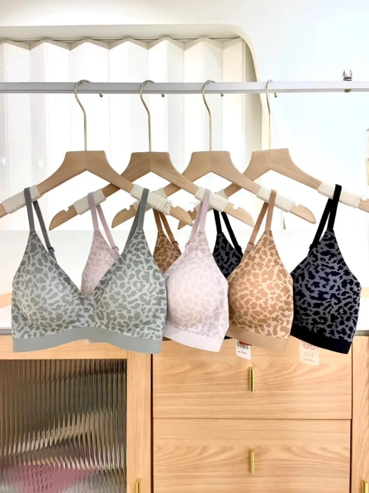 MOYISU Sexy Push-up-BH mit Leopardenmuster – tiefer V-Ausschnitt, ohne Bügel, nahtloser Lift und Stützform für kleine Brüste, Baddie-Stil