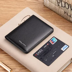 Men Card wallet small purse Mens Business Genuine Leather Luxury Brand Credit Card Holder thin wallets slim design