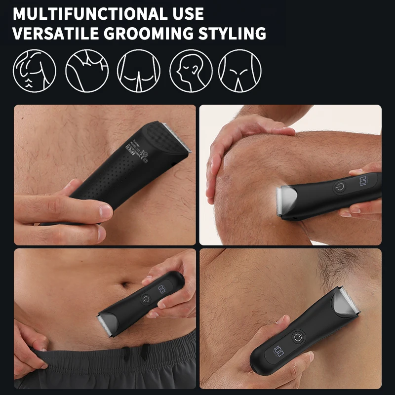 RESUXI Men Professional 2-in-1 Electric Shaver Dry/Wet LED Lighting Razor Rechargeable Bald Hair Clipper Full Body Hair Trimmer
