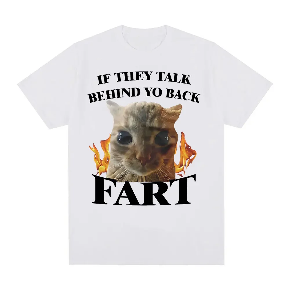 Vintage Cat Fart Funny Cat Meme Print Tee Shirt Women Clothing Fashion Short Sleeve Casual Women T Shirt Top Clothing