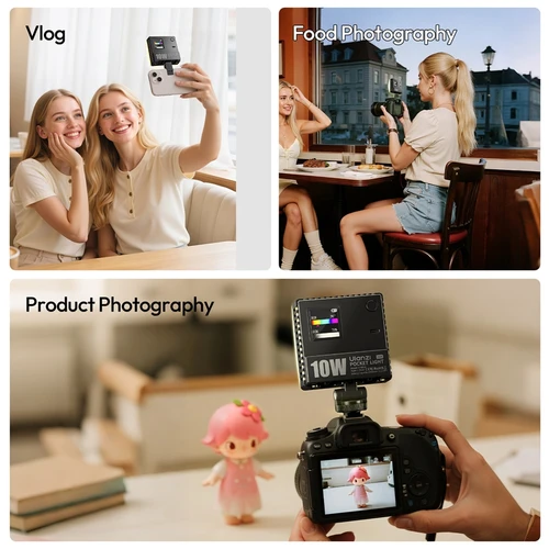 Imagen 2 del producto Ulanzi C10RGB Pocket Power 10W RGB luz de vídeo 1800K-9000K luz LED bicolor para cámara de teléfono trípode vídeo Vlog fotografía