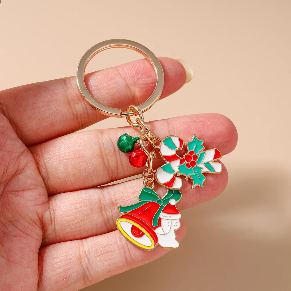 Leslie Niedlicher Weihnachts-Schlüsselanhänger Weihnachtsglocke Zuckerstange Weihnachtsmann Baum Schlüsselanhänger für Frauen Weihnachtsparty Schmuck Geschenke – Detail 3