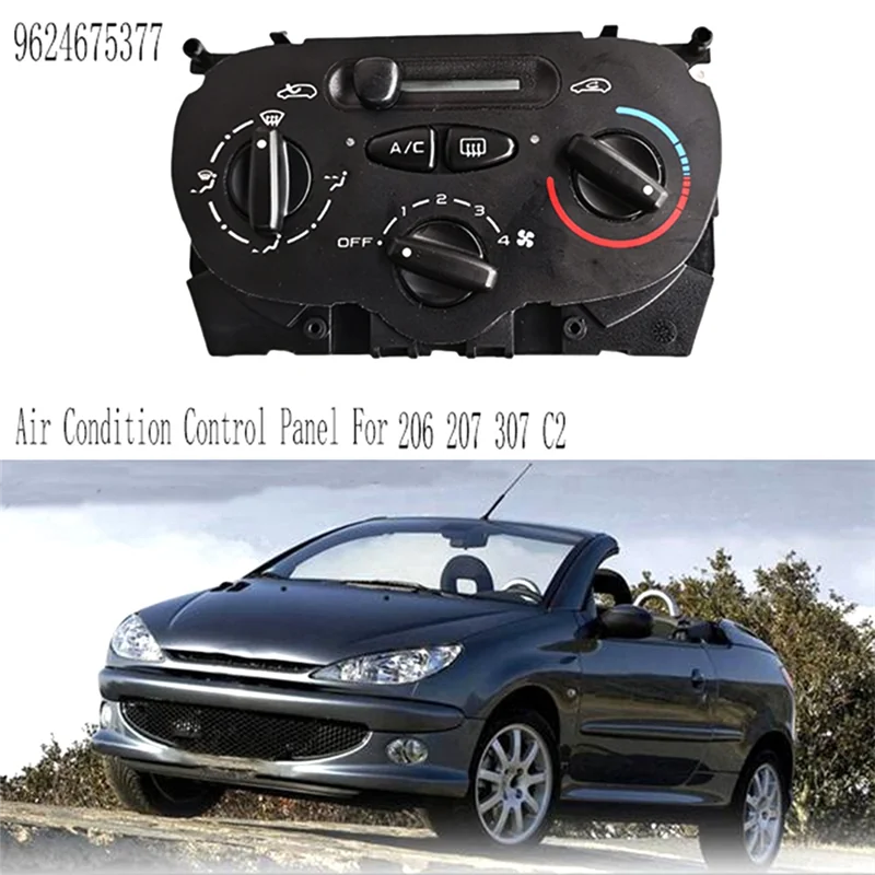 

Portable Air Condition Control Panel Plate Temperature Heater Switch Knob For 206 207 307 C2 Citroen Picasso 9624675377