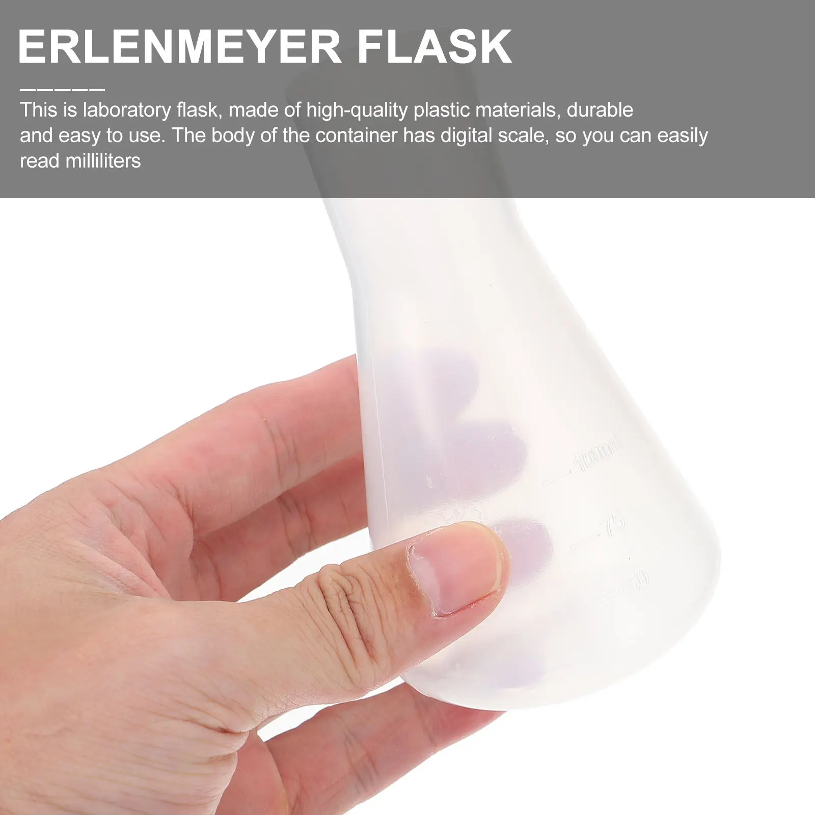 10Pcs Plastic Conical Flask 100Ml with Accurate Digital Ml Markings Professional Laboratory Flask for Chemistry Experiments