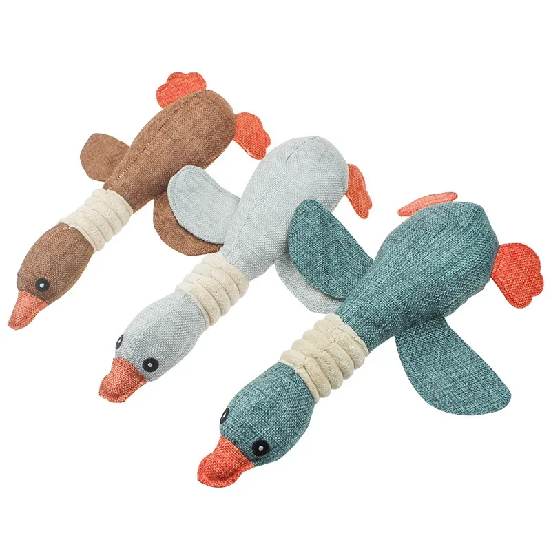 Cartoon Wild Goose Plush Dog Toys Resistance Squeaky Sound Pet Toy for Cleaning Teeth Puppy Dogs Chew Supplies