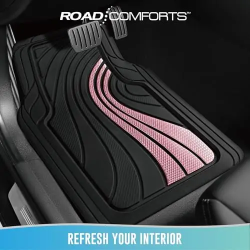 

Автомобильные коврики Road Comforts – противоскользящие, всепогодные, с возможностью обрезки по размеру для внедорожников и седанов - розовые