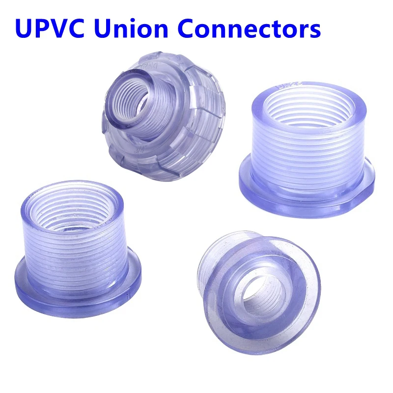 1PC 1/2''~2'' High Quality Blue Transparent UPVC Union Connectors Aquarium Fish Tank Tube Fittings Garden Water Accessories