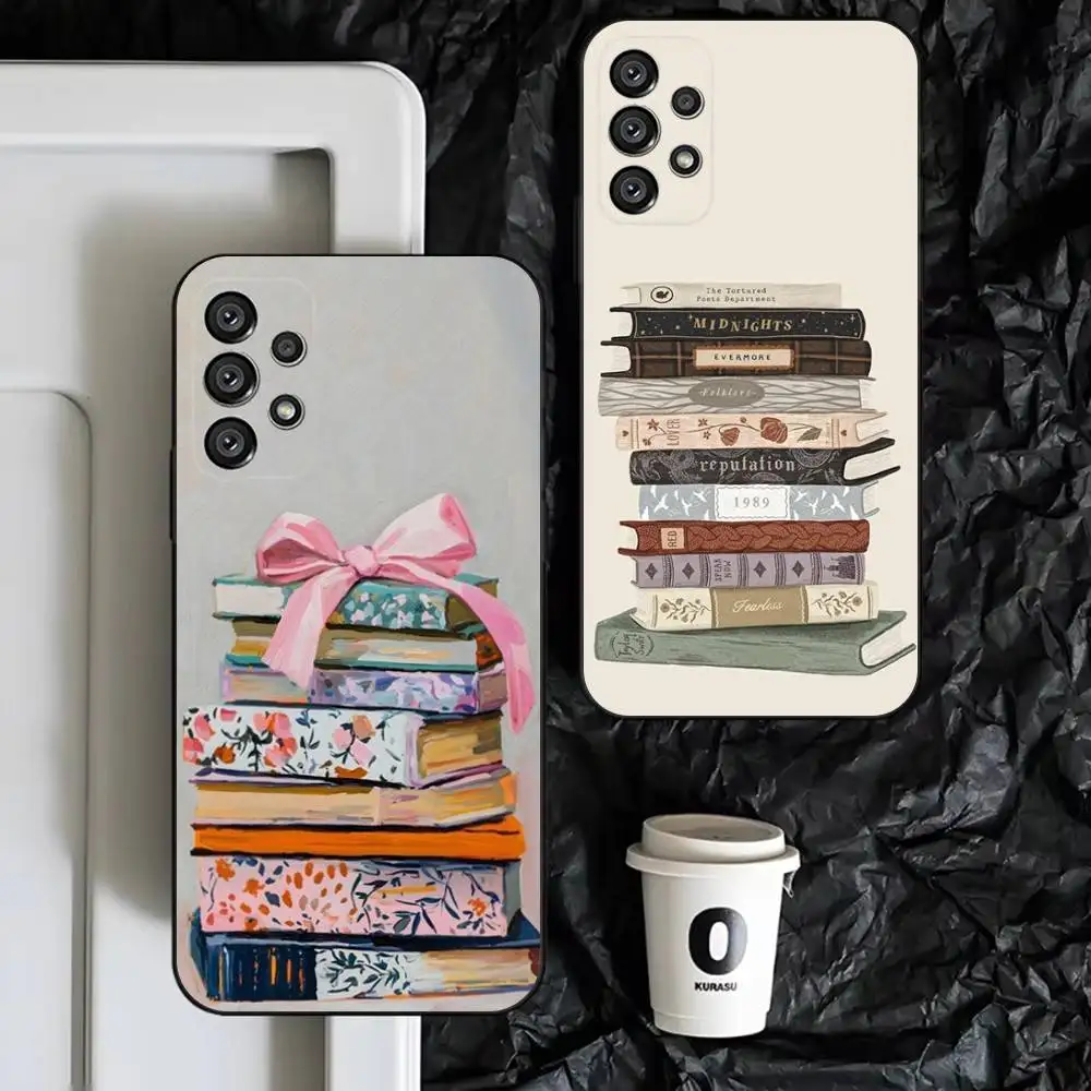 

Read Books illustration Phone Case For Samsung S25,S24,S23,S22,S21,S20,S10,Ultra,Plus,Lite,FE,Soft Silicone Black Cover