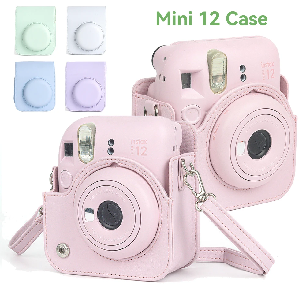 

PU Leather Camera Case Carry Bag Protector Pouch Bag Trave Bag Compatible Case With Shoulder Strap for Fujifilm Instax Mini 12