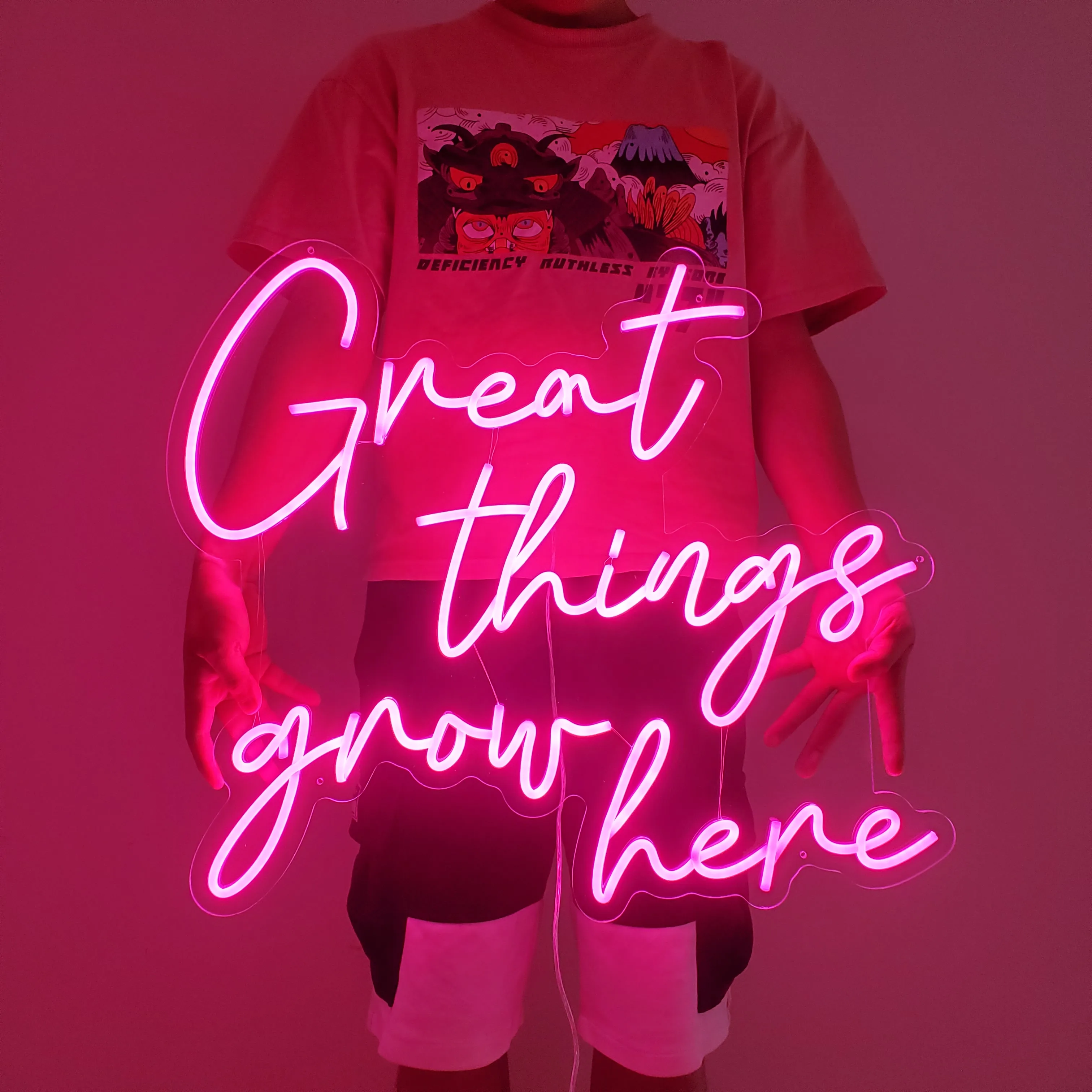 

Great Things Grows Here Neon Sign Custom Led Neon Light Sign Room Decoration Birthday Gift Pink Neon Sign Party Wedding Decor