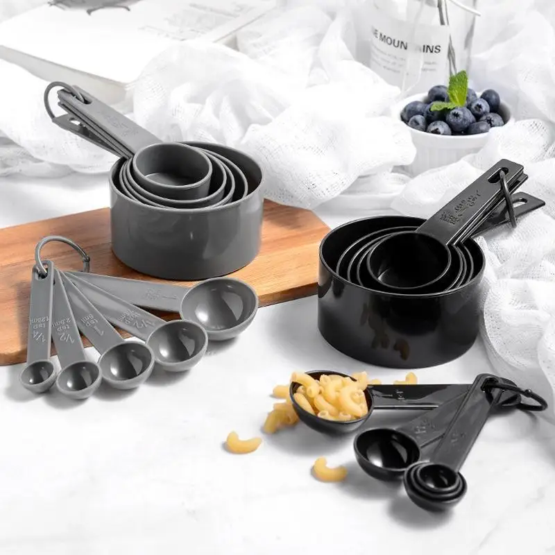 Plastic Measuring Cups And Spoons Set With BPA Free Material And Engraved Markings Perfect For Home Baking Cooking And Meal Pre