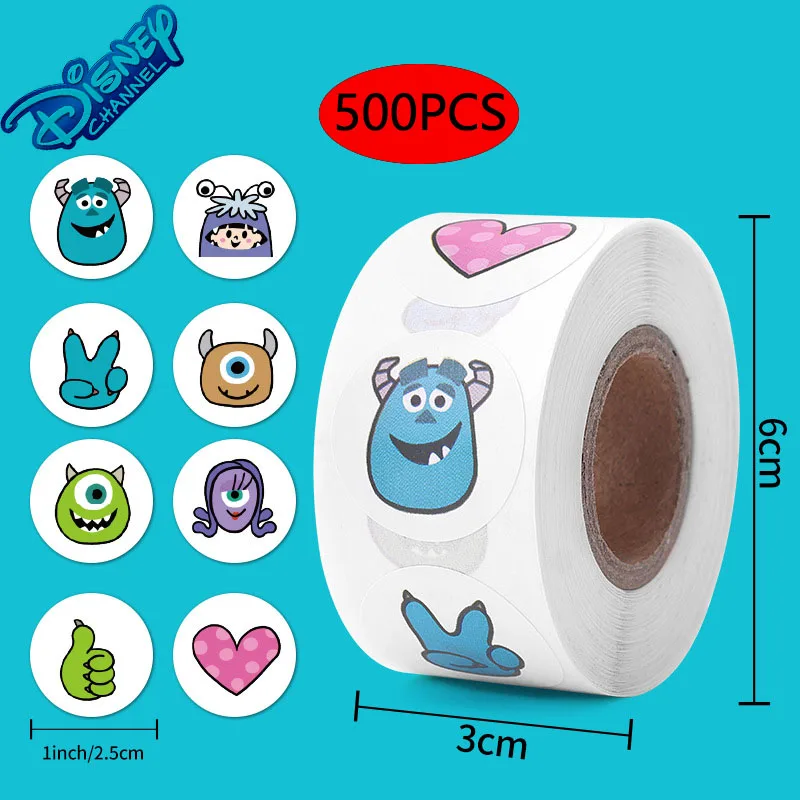 500PCS Monsters Inc Stickers Kawaii James P Sullivan Cartoon Anime Figure Envelope Sealing Children\'s Reward Decoration Sticker