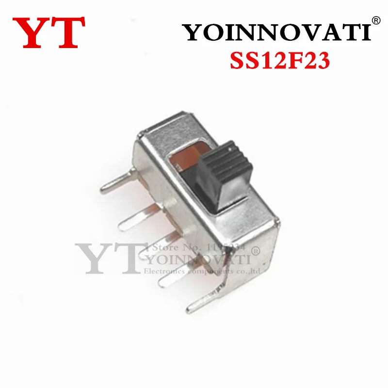 100pcs SS12F23 Toggle switch horizontal SS-12F23 4MM five-foot toggle switch 1P2T SPDT Miniature Slide Switch
