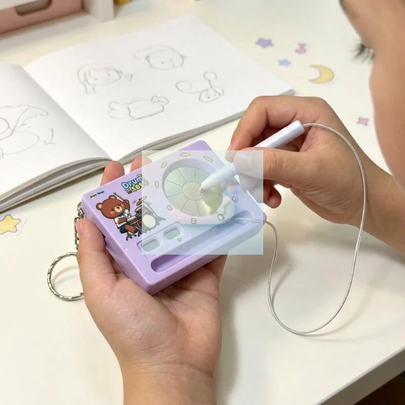 Mini Electronic Drum Piano Keychain, Recordable Touchscreen Cartoon Charm, Fun Stress Relief Portable Musical Fidget Toy