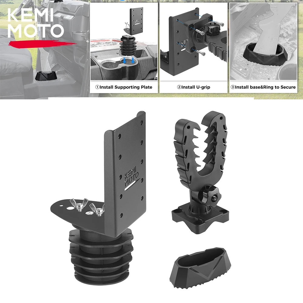 

KEMIMOTO UTV Rifle Cargo Bed Mount Shovel Mount Bow Rack Cup Holder Compatible with Polaris Ranger XP 1000 General 2/4 Doors