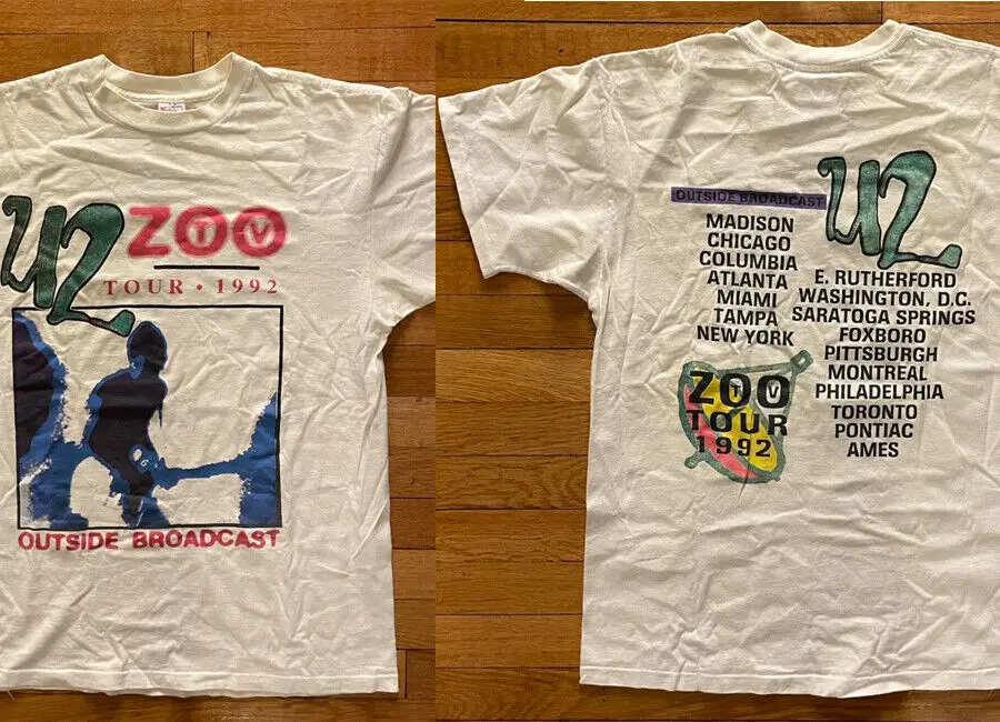 U2 Zoo TV Tour Outside Broadcast graphic 2 side Shirt unisex men women KTV6177