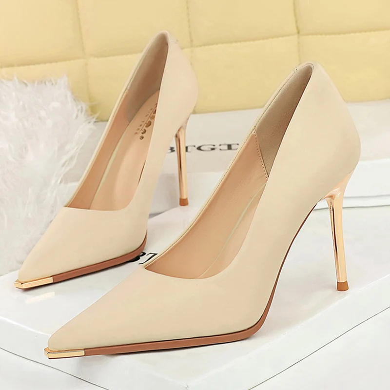 

Женские туфли-лодочки на высоком каблуке 9,5 см, женские вечерние кожаные деловые туфли, женские элегантные подиумные туфли на тонком металлическом высоком каблуке