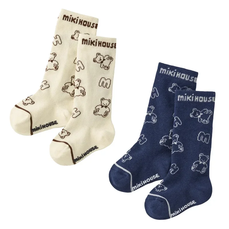 

Boy Socks Japanese Kids Cartoon Cute Bear Letter Full Print Stockings Baby Socks