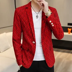 New Brand Mens Casual Blazers Autumn Spring Fashion Slim Fit Suit Jacket Men Blazer One Button Masculino Clothing M~3XL