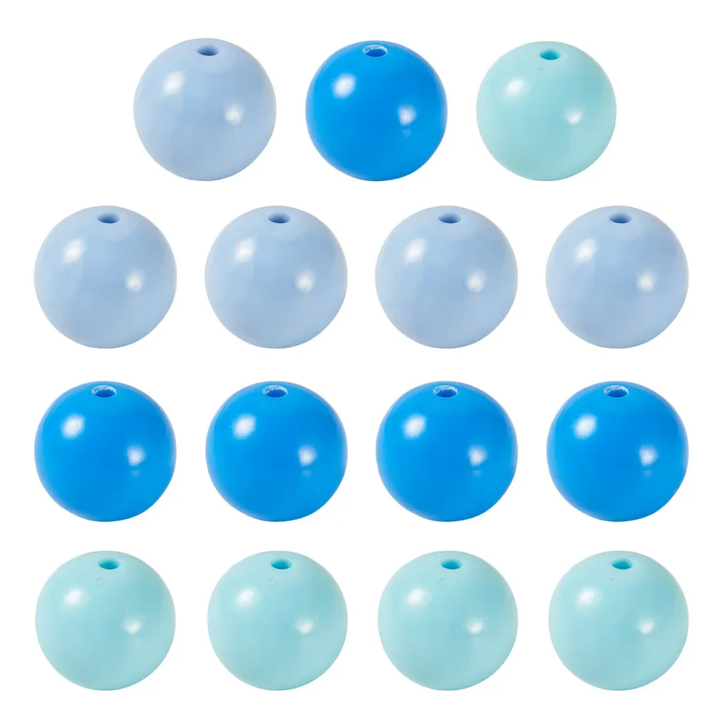 15Pcs 20x19mm Blue Opaque Round Acrylic Beads for Diy Jewelry Making Bracelet Necklace Beaded Keychain Earrings Crafts