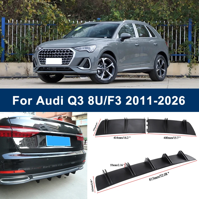 

2-Segment Shark Fin Rear Diffuser For Audi Q3 8U F3 2011-2026 2016 2021 Rear Bumper Lip Splitter Chassis Spoiler Tuning Parts