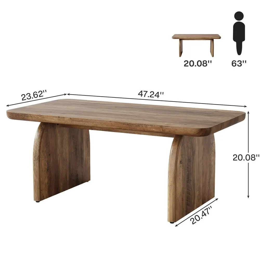 

Rectangle Coffee Table, 47Inch Wood Rectangular Living Room Table, Farmhouse Accent Center Low Cocktail Tea Table with Sturdy B