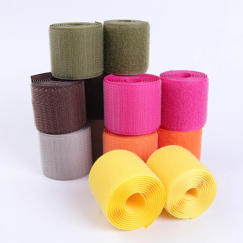 50MM 1Meters/Pairs Colorful Fastener Tape Nylon Hook Loop No Adhesive Buckle Magic Cable Ties DIY Handcraft Sewing Accessories