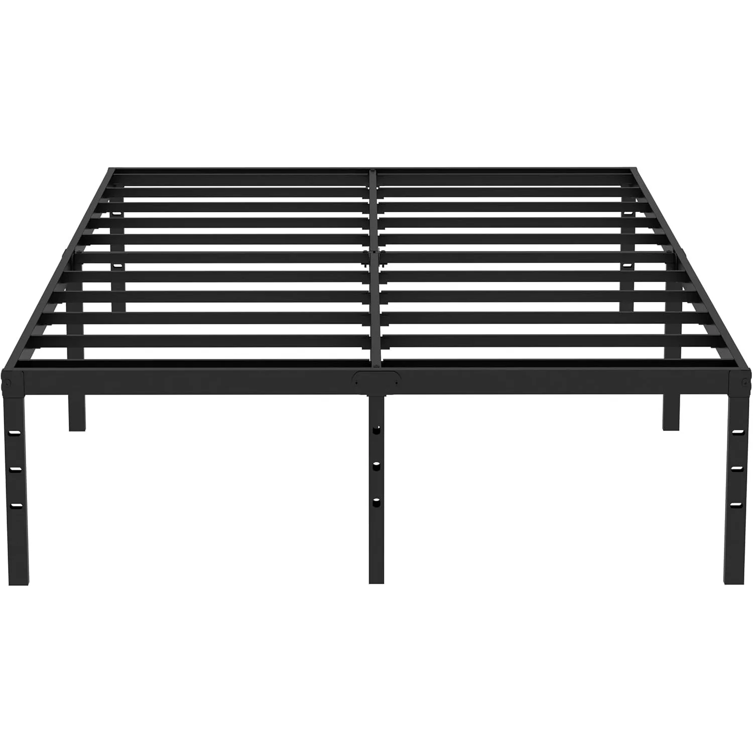 King bed frame, maximum 3500 pounds heavy metal Flat noodles support, 14 inch high king bed storage bed frame, black