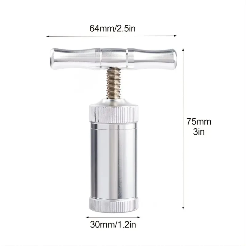 1pc Aluminum Alloy T Shape Press Tool For Spice, Garlic, Pepper, Salt, Can Be Rotated Squeezed To Store Tobacco Leaves Pocke