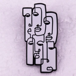 Picasso Abstract Face Line Art Enamel Pin Woman Faces Brooch Jewelry Backpack Decorate