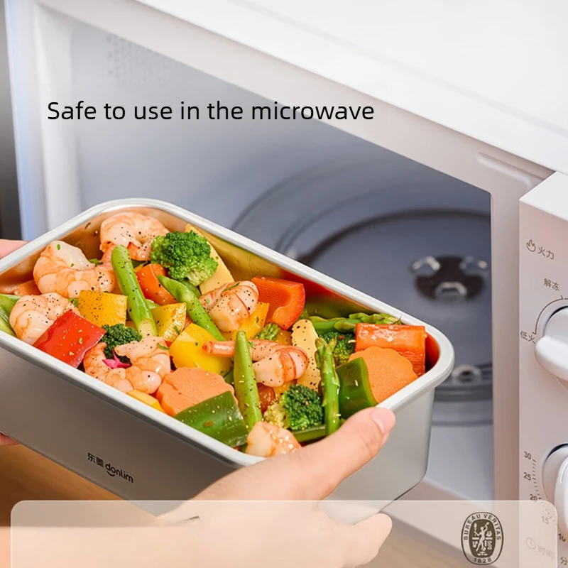 304 Stainless Steel Food Storage Container Clear Lid 4 Side Locking Clips Sealed Lunch Meal Prep Refrigerator Storage Box 밀폐용기