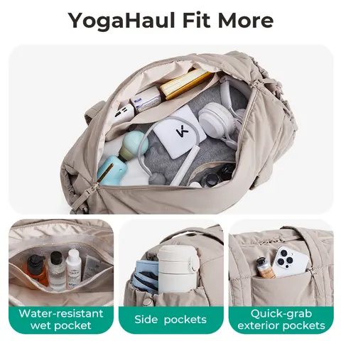 BAGSMART Travel Gym Bag for Women Yoga Mat Duffle Bag with Wet & Dry Pocket Quilted Sports Bag for Weekend Swimming