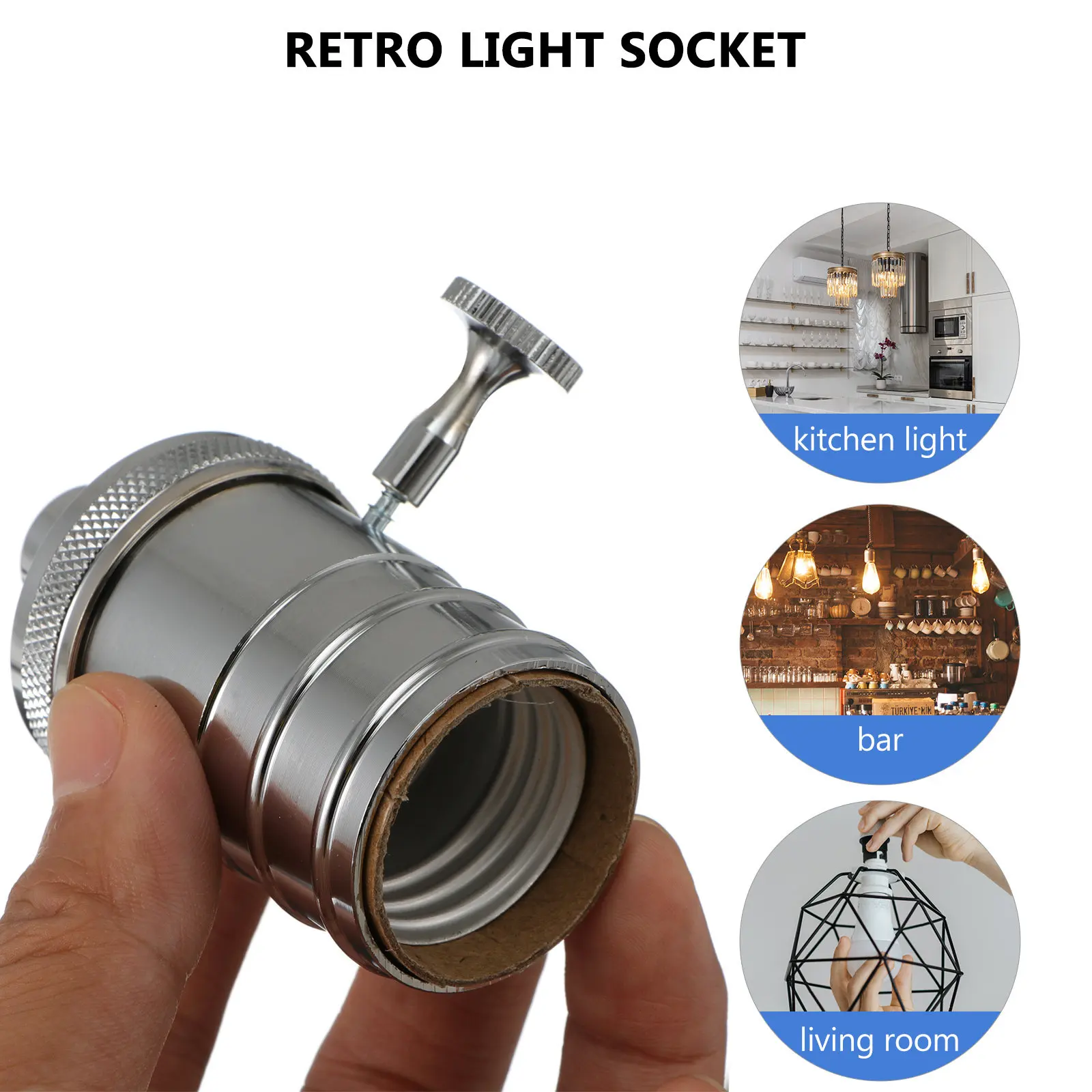 

Vintage Die Casting Lamp Holder E27 Retro Light Socket Edison Bulb Compatible Industrial Pendant Fixture Decorative