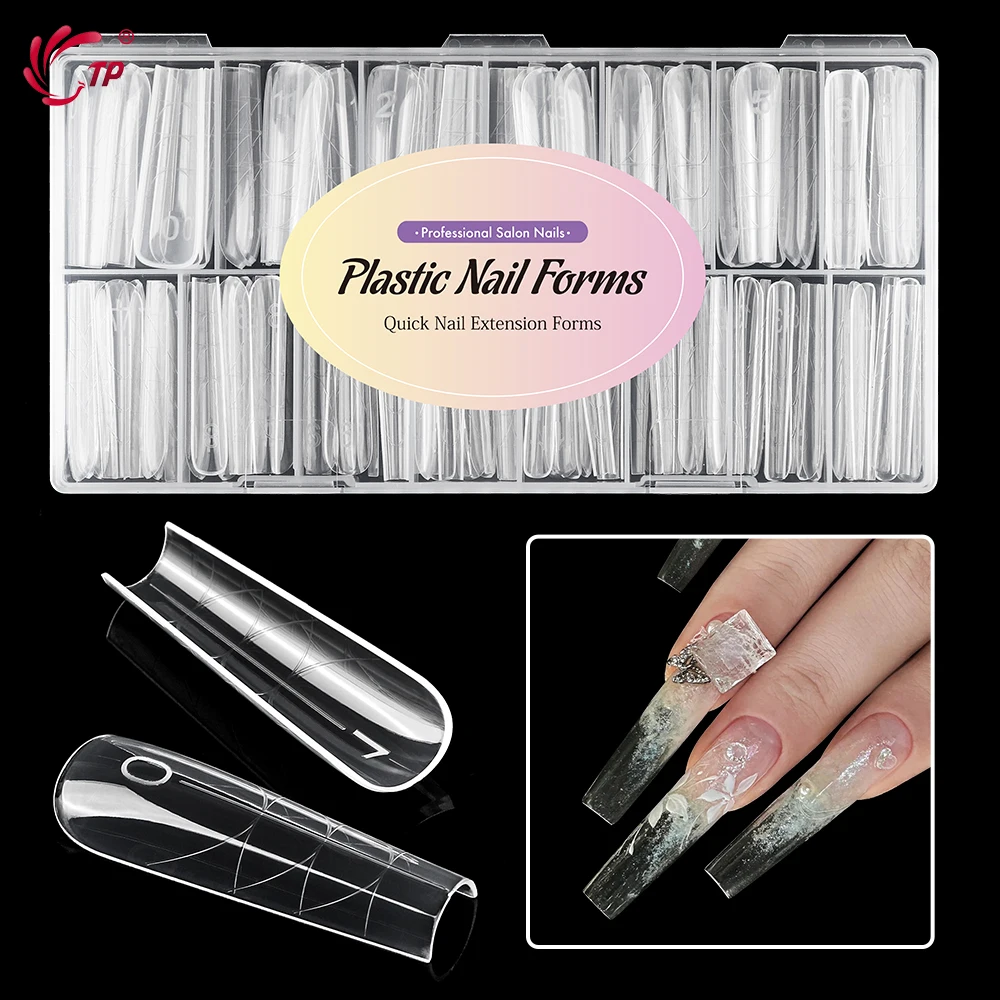TP Dual Forms Nail Mold 150pcs/box Acrylic Nail Extension Poly Nail Gel Mold Full Cover Clear Nail Forms Manicure Tools 15 Sizes
