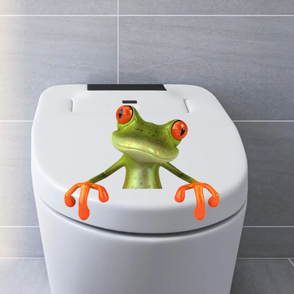 Toilet Stickers Cute Peep Funny Frogs  Wall Sticker Bathroom Toilet Decor Living Room Cabinet Home Decoration Decals Mural  S1