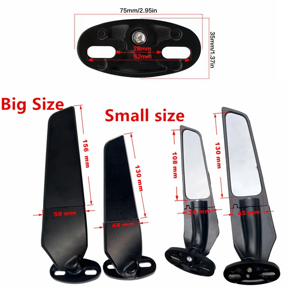 Adjustable Rotating Motorcycle Wind Wing Rearview Side Mirror for Honda CBR650R Kawasaki Ninja Suzuki GSXR 600 750 Yamaha Ducati