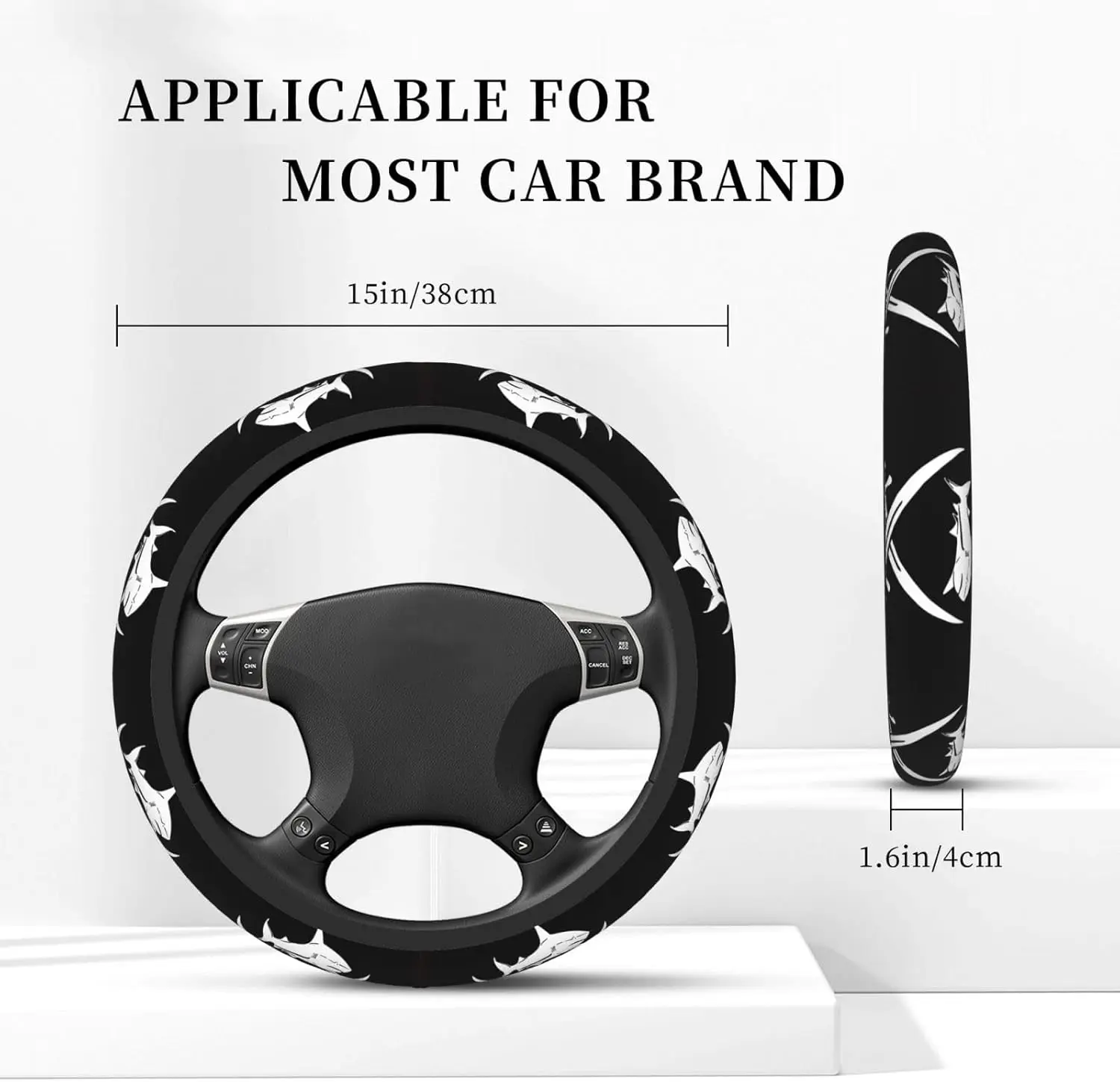 Pirate Fish Flag Steering Wheel Covers Anti Slip Sweat Absorption Elasticity Car Accessories Steering Wheel Protector 15 Inch