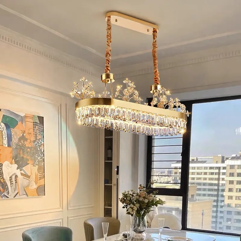 Modern Luxury Crystal Ceiling Chandeliers Home Decor Hanging Light Lustre Lamp For Living Room