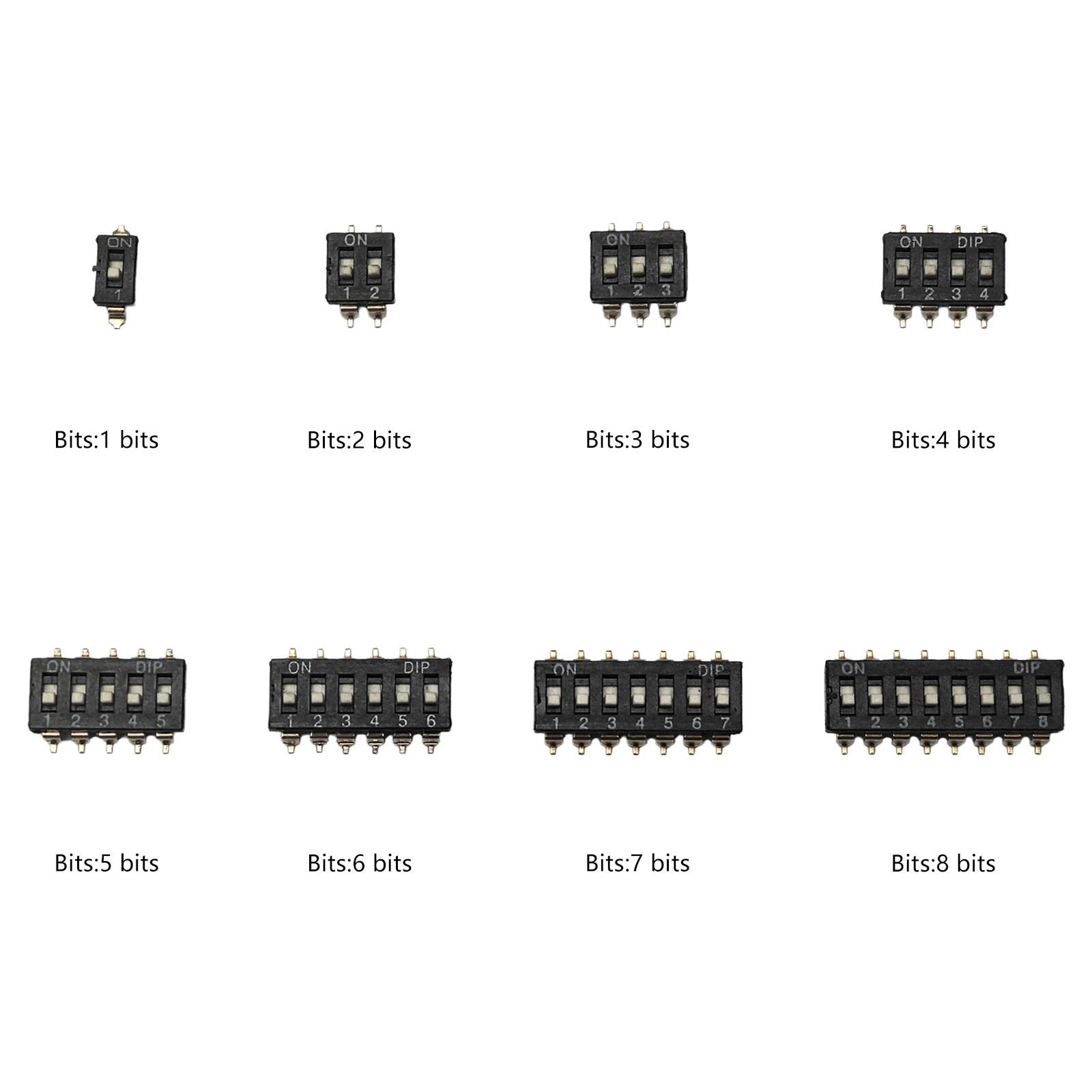 8 Values 2.54mm Pitch SMD DIP Switch Kit 1P/2P/3P/4P/5P/6P/7P/8P bit/bits Total 16Pcs