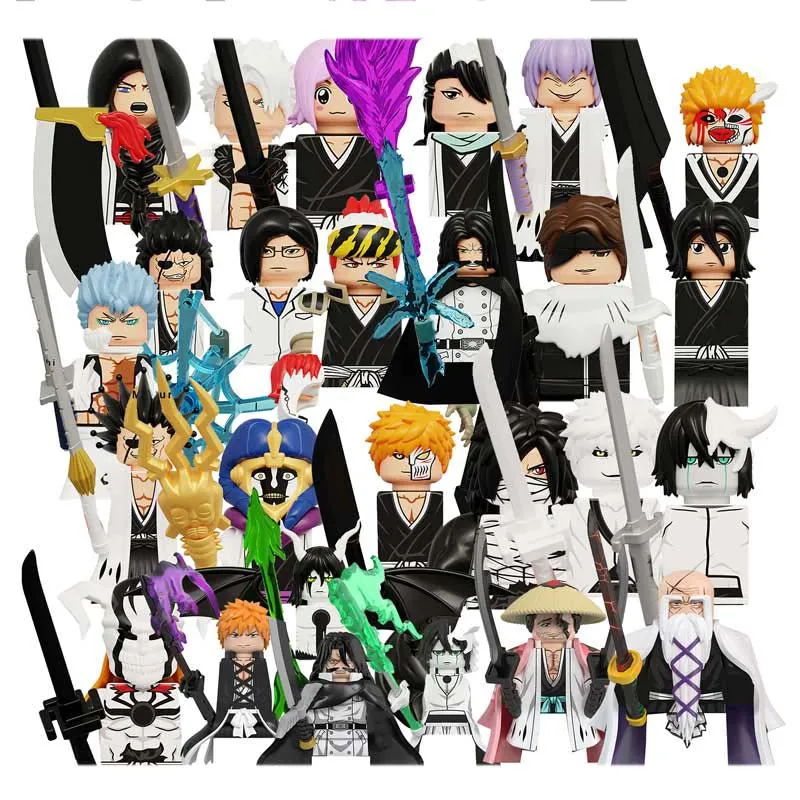 Kdl824 bleiche hitsugaya kurosaki kuchiki ichigo gebäude blöcke mini anime cartoon figuren action spielzeug steine kinder wm6164