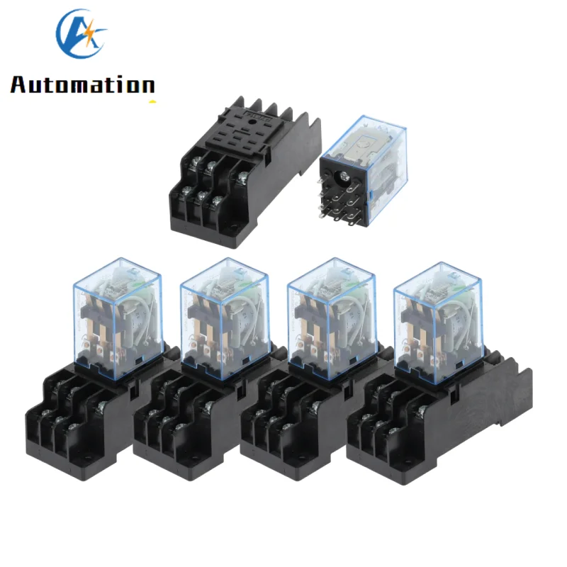 

5sets MY3NJ HH53P AC DC 12V 24V 110V 220V AC Coil Power Relay General Purpose Mini Relays 11 Pins 5A with PYF11A Socket Base