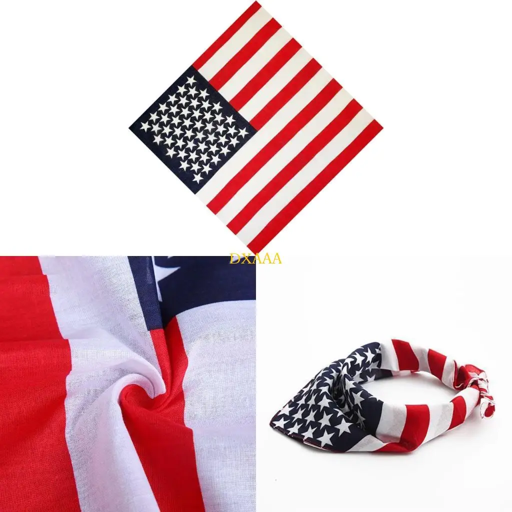 DXAA American Flag Bandanas Novelty Motorcycle Face Mask Square Scarf Headwear Handkerchief Cowboy Wrap for Men Women