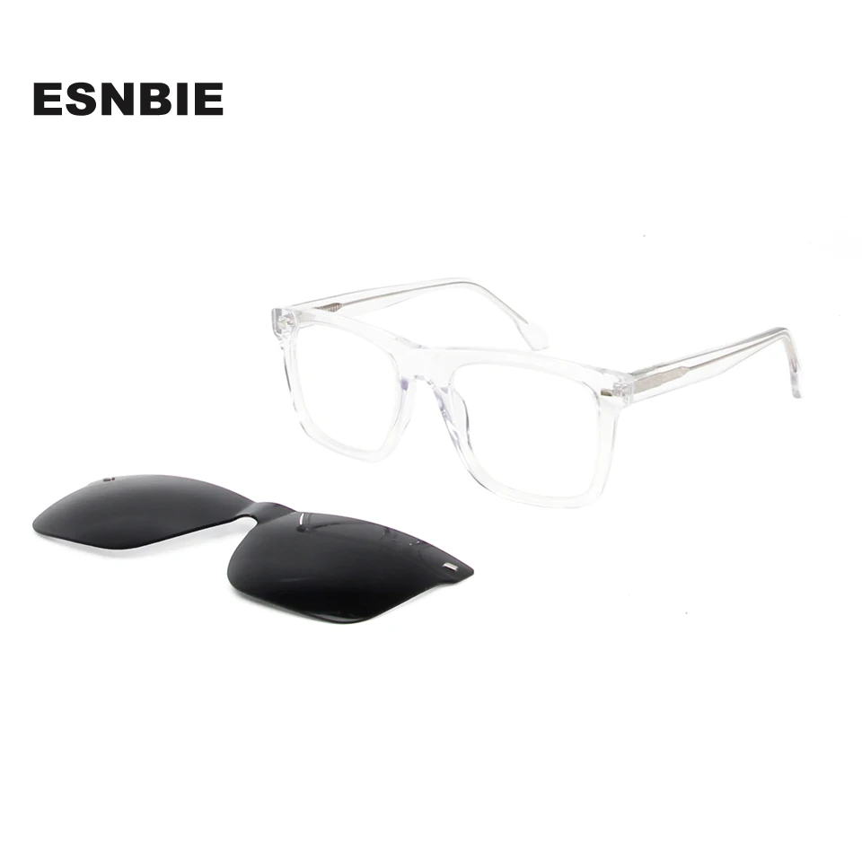

Big Acetate Eyeglasses Frames Men Oversize Square Magnetic Clip On Sunglasses Polarized Lens Optical Prescription Eyewear Man