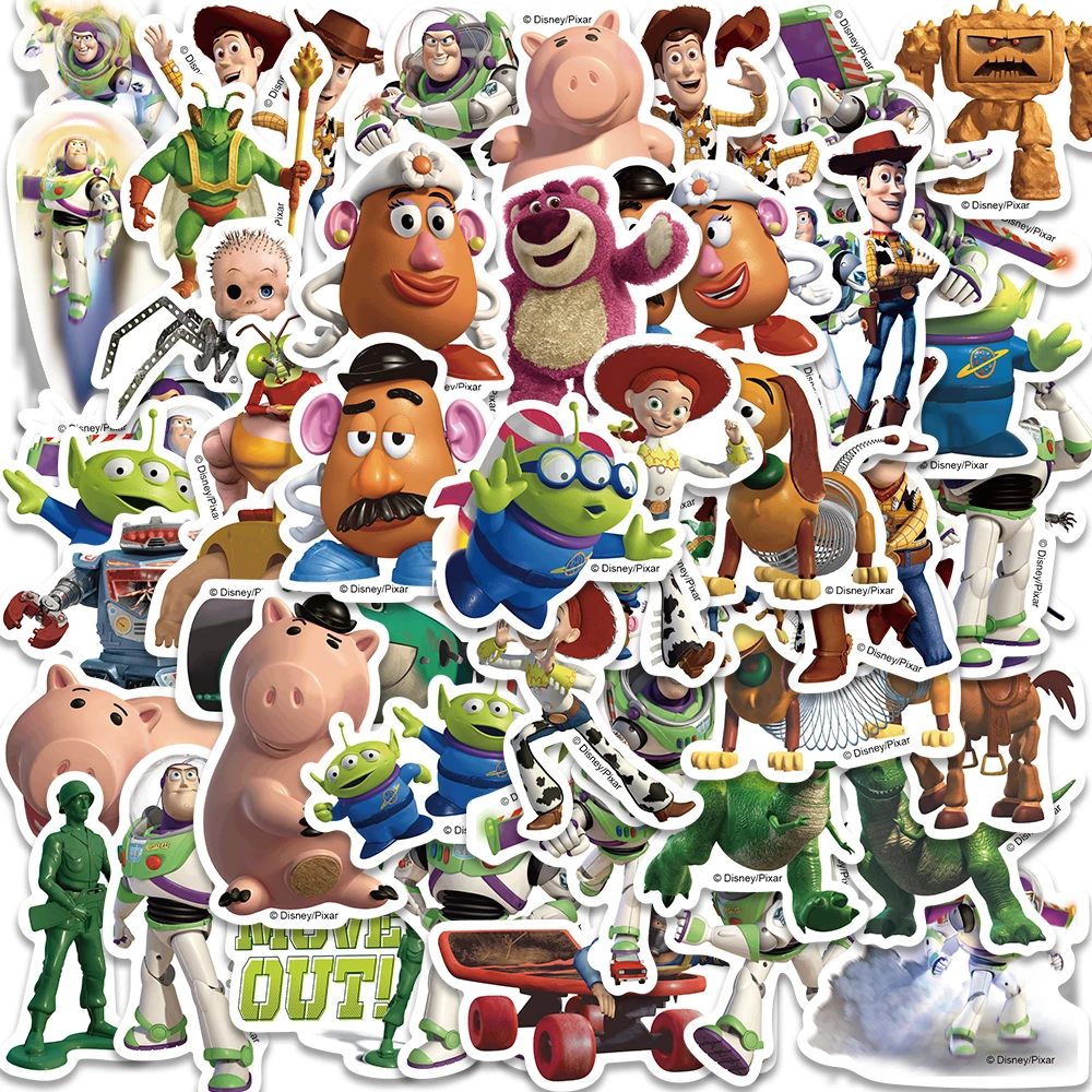 10/50pcs Disney 3D Cute Anime Toy Story Cartoon Stickers Decals Kids Gift Laptop Phone Book Bottle Motorcycle Decoration Sticker